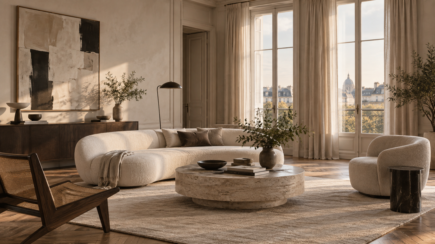 Salón elegante de diseño editorial